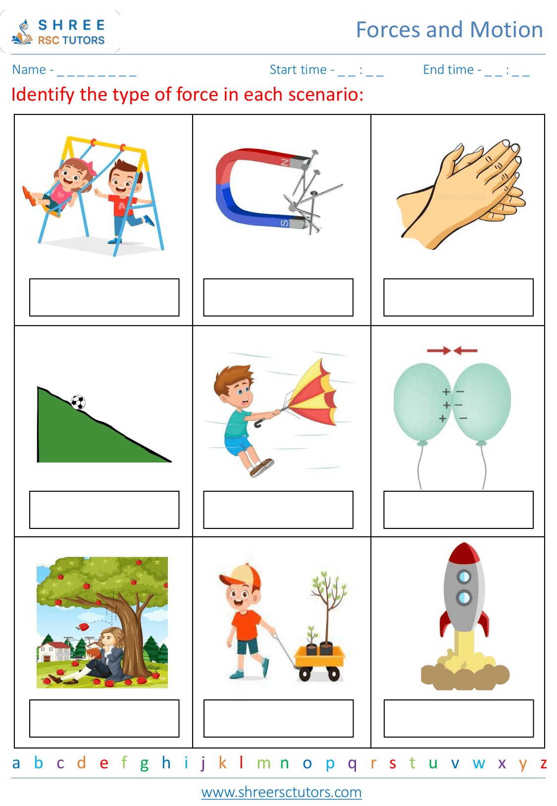 Exploring different types of forces worksheets for Grade 4 Science